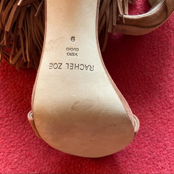 RACHEL ZOE Sz 9 Suede Bootie Sandals w/ Fringe Golden Accents Zipper  Tassels - Picture 5 of 10